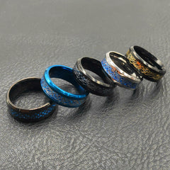 Ring 8mm Wedding Bands Couple Anniversary 11 colors Blue Black Silvering Irish Dragon Titanium Carbide