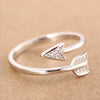 Silver Plated Arrow crystal rings for women Adjustable Engagement ring arrow women