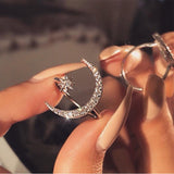 Zircon Star Moon Ring 2019 Fashion Statement Geometric Gold Silver Rose Gold Charm Lady