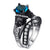 Hainon Black Skull Ring Set 925 Sterling Silver Color Fashion Wedding & Engagement